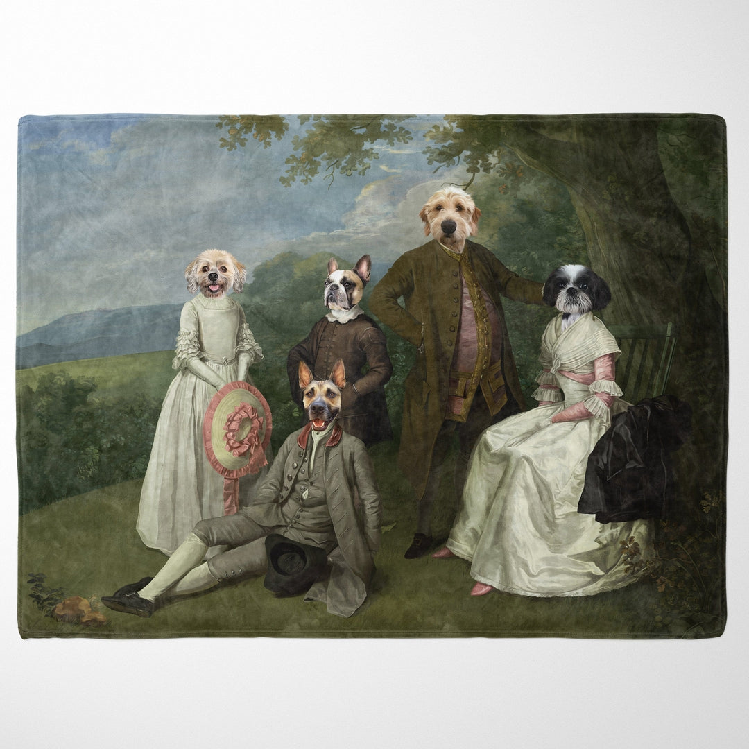 "Crown and Paw - Blanket The Family Picnic (Five Pets) - Custom Pet Blanket 30"" x 40"" / Family D"