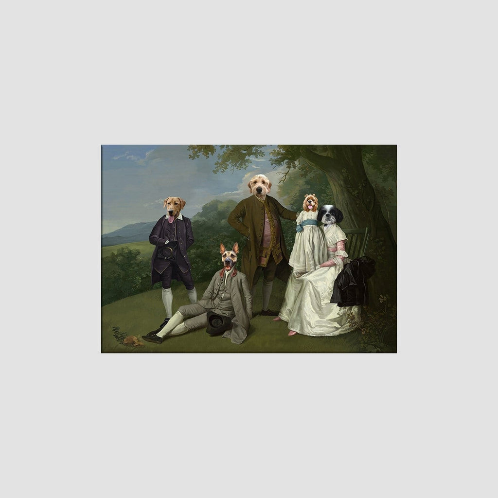 "Crown and Paw - Canvas The Family Picnic (Five Pets) - Custom Pet Canvas 8"" x 10"" / Family E"