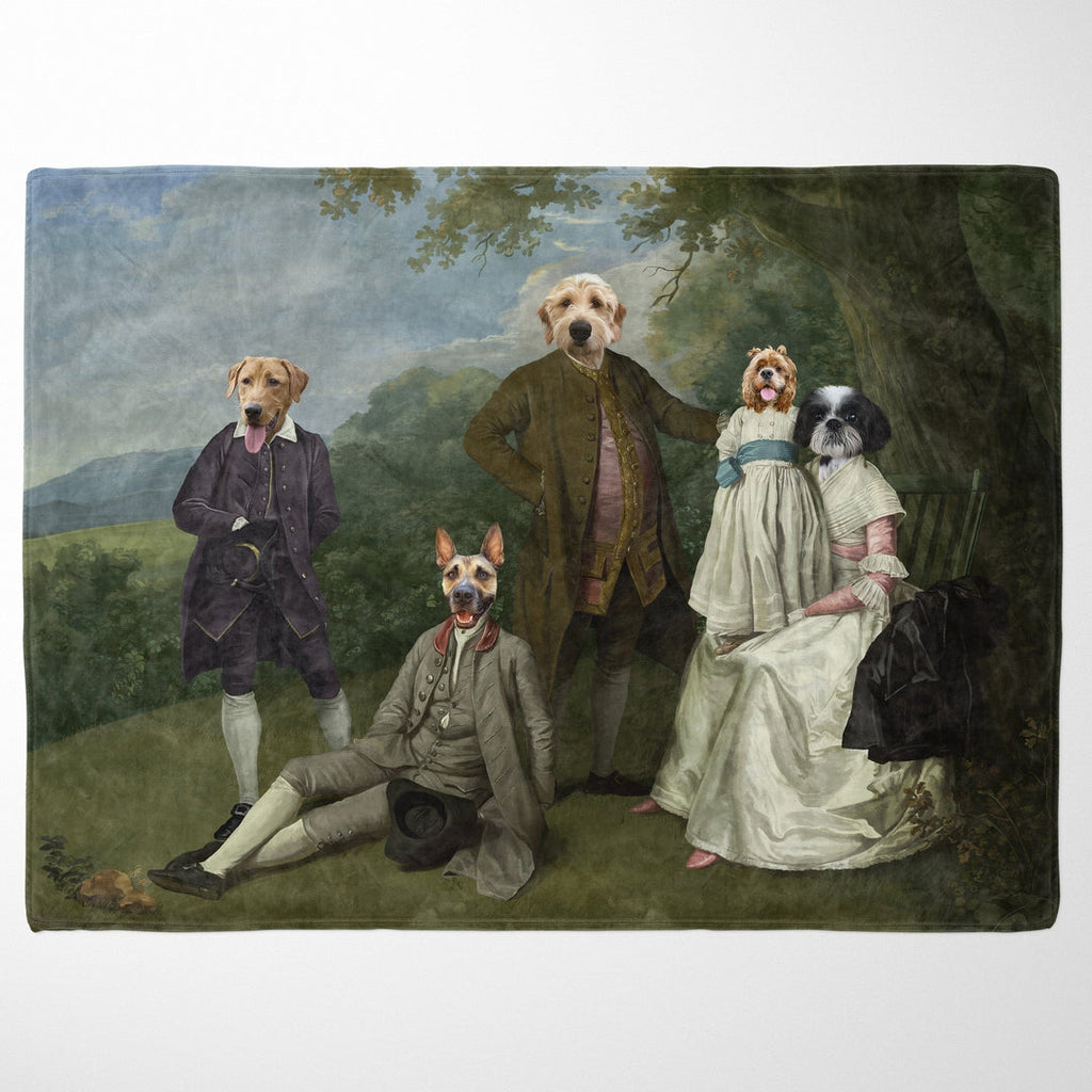"Crown and Paw - Blanket The Family Picnic (Five Pets) - Custom Pet Blanket 30"" x 40"" / Family E"