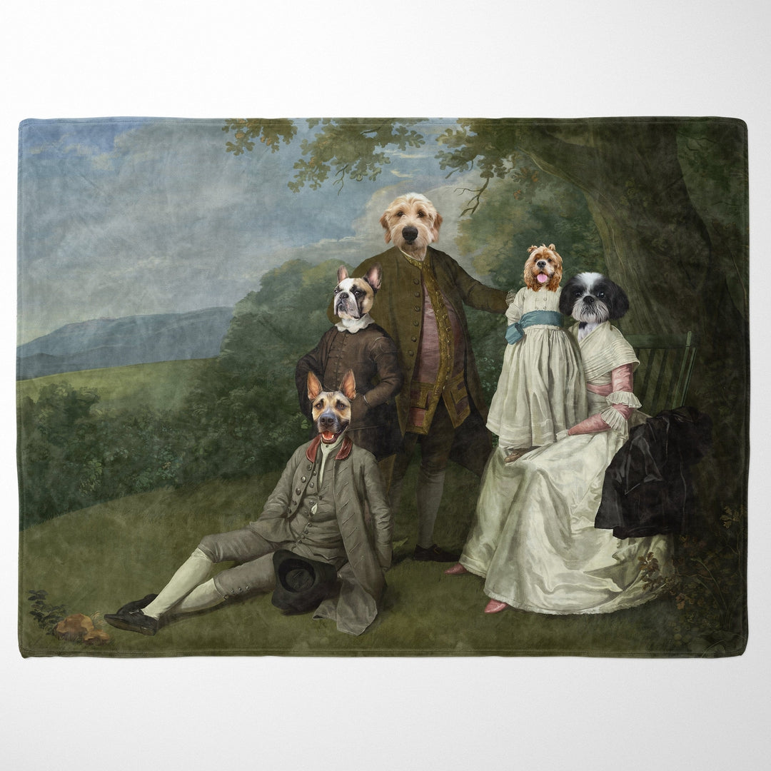 "Crown and Paw - Blanket The Family Picnic (Five Pets) - Custom Pet Blanket 30"" x 40"" / Family G"