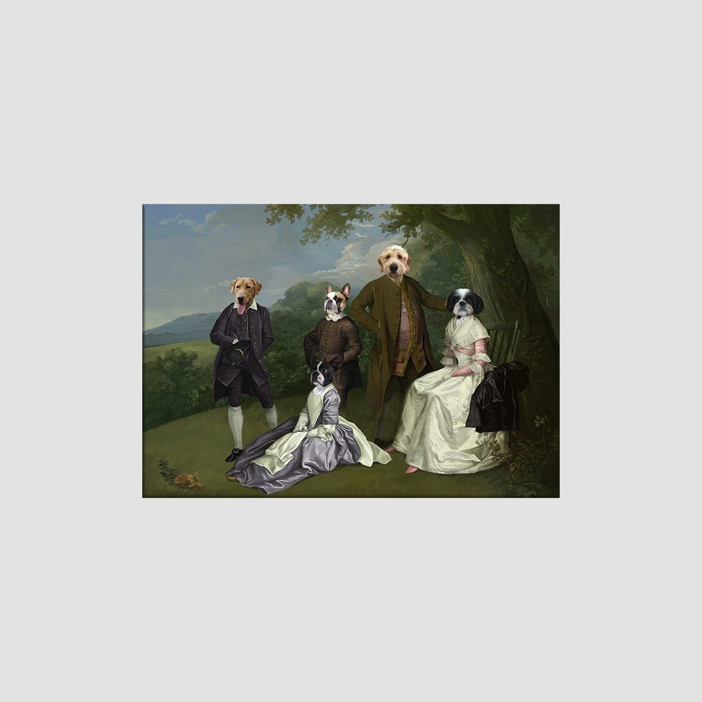 "Crown and Paw - Canvas The Family Picnic (Five Pets) - Custom Pet Canvas 8"" x 10"" / Family H"