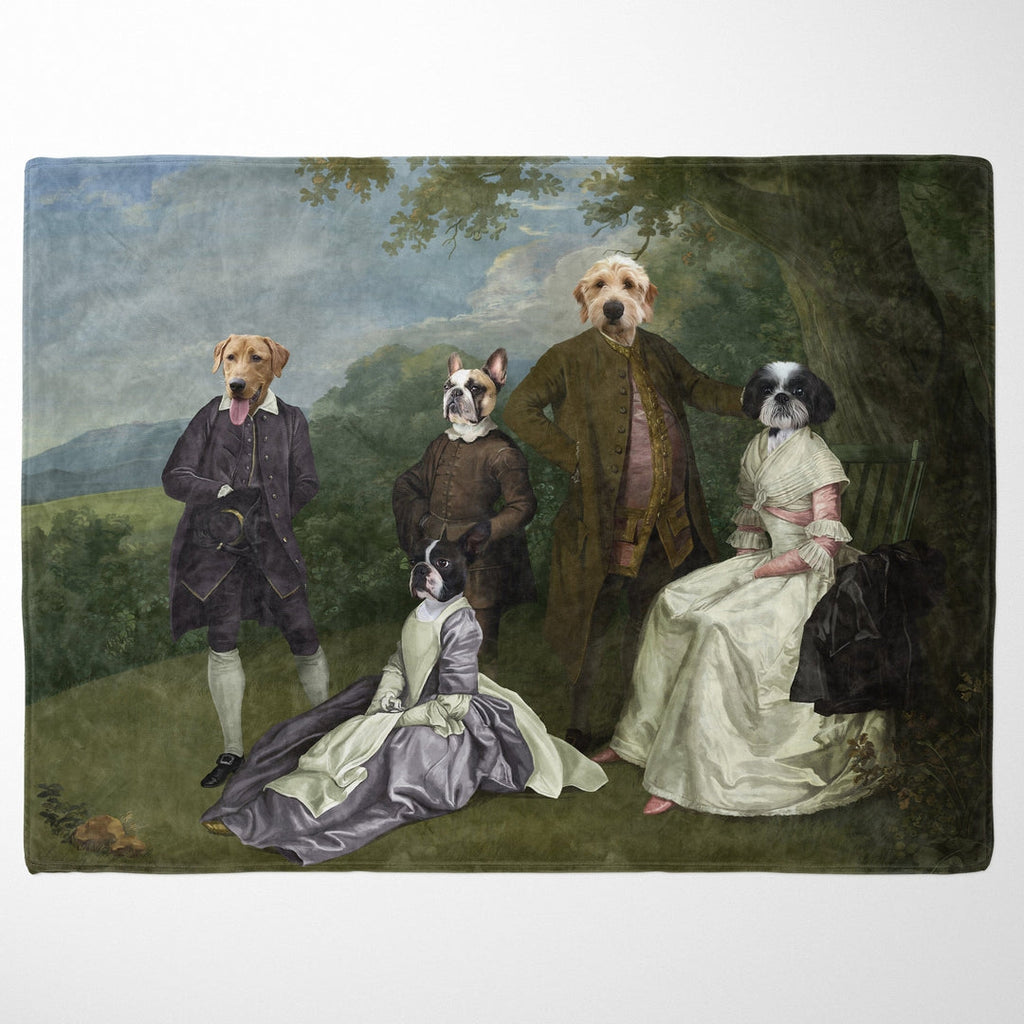 "Crown and Paw - Blanket The Family Picnic (Five Pets) - Custom Pet Blanket 30"" x 40"" / Family H"