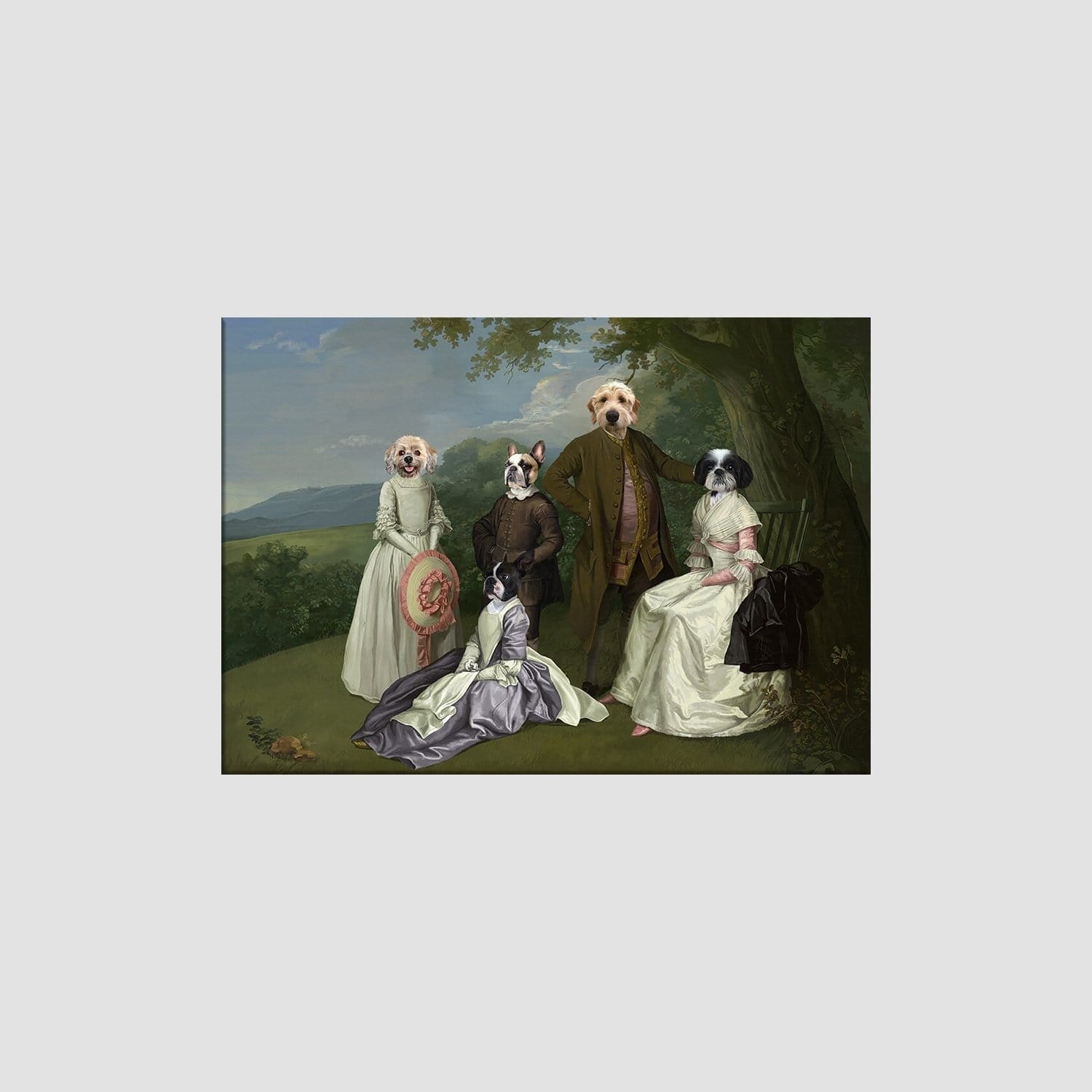 "Crown and Paw - Canvas The Family Picnic (Five Pets) - Custom Pet Canvas 8"" x 10"" / Family I"