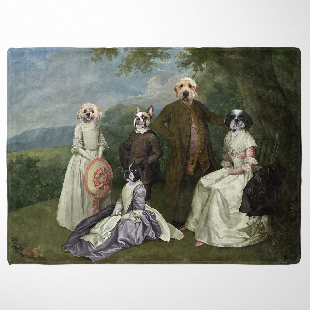 "Crown and Paw - Blanket The Family Picnic (Five Pets) - Custom Pet Blanket 30"" x 40"" / Family I"