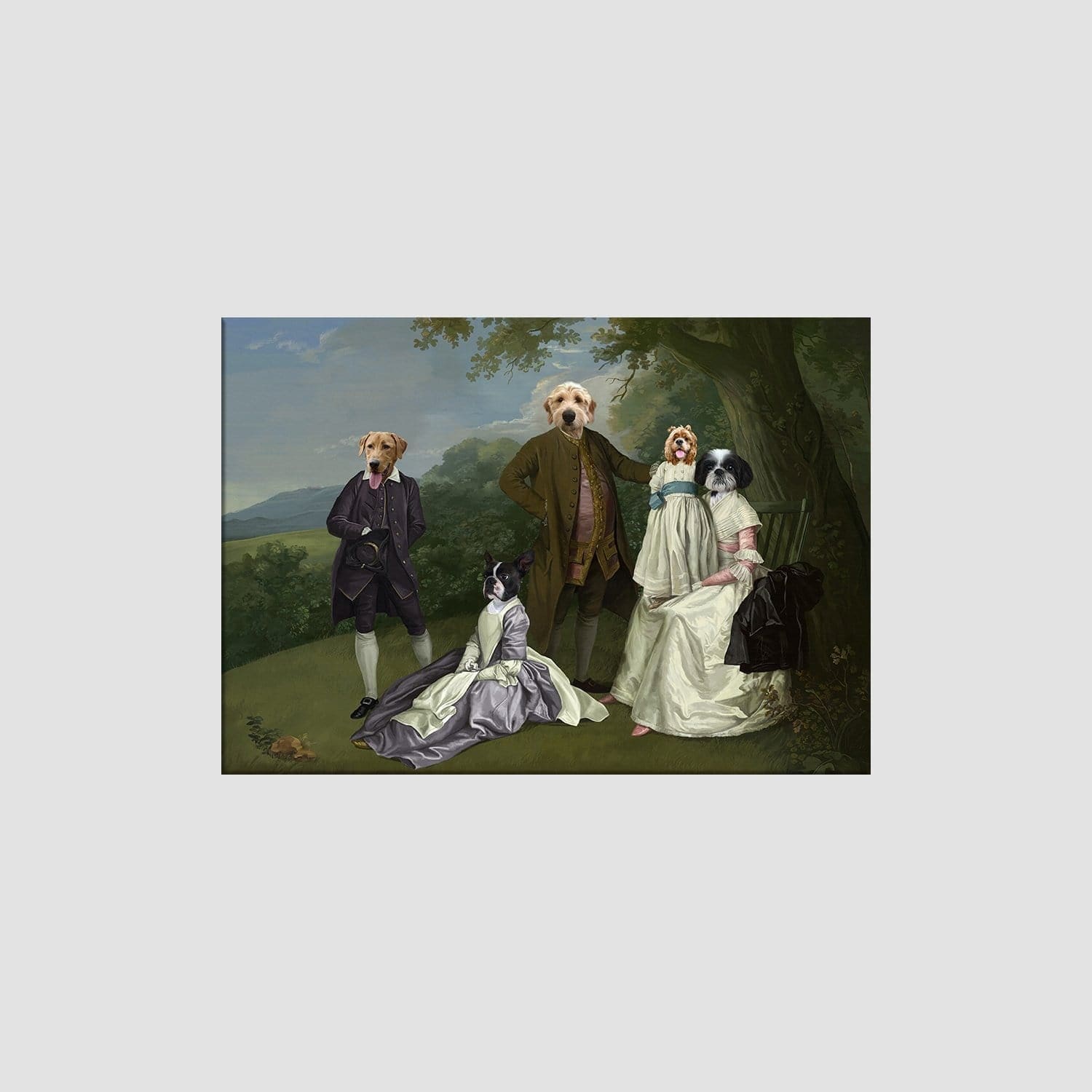"Crown and Paw - Canvas The Family Picnic (Five Pets) - Custom Pet Canvas 8"" x 10"" / Family K"