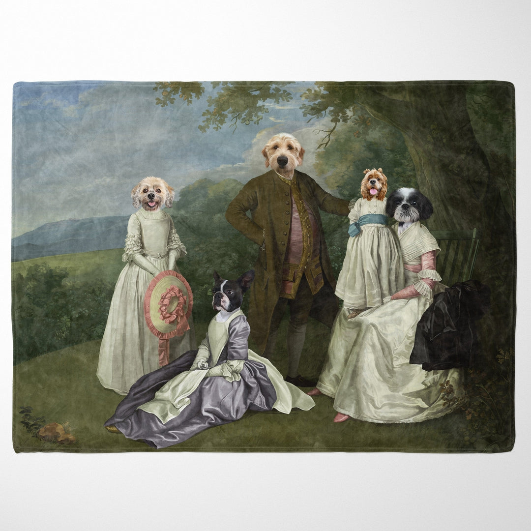 "Crown and Paw - Blanket The Family Picnic (Five Pets) - Custom Pet Blanket 30"" x 40"" / Family L"