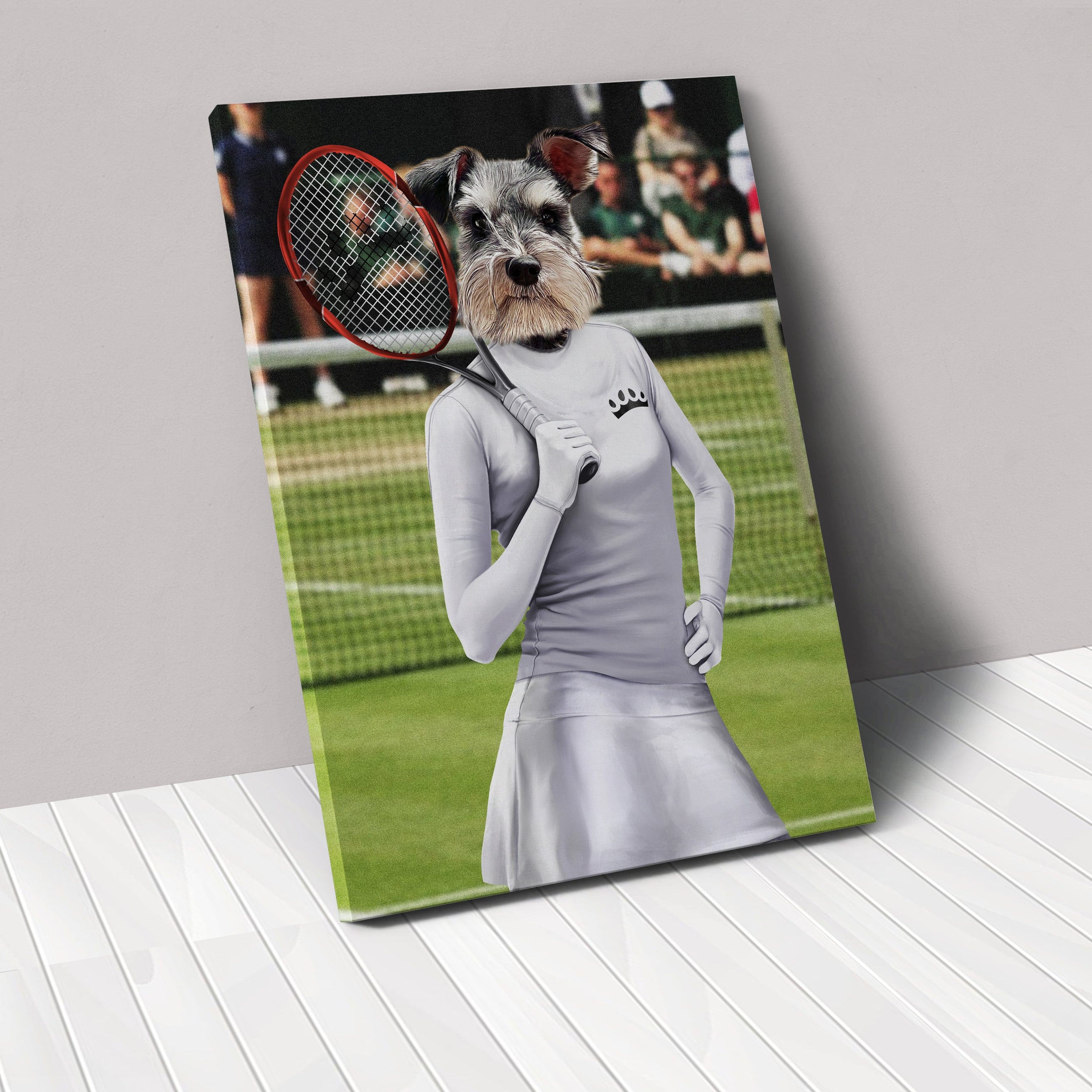 "Crown and Paw - Canvas Female Tennis Player - Custom Pet Canvas 8"" x 10"" / White"