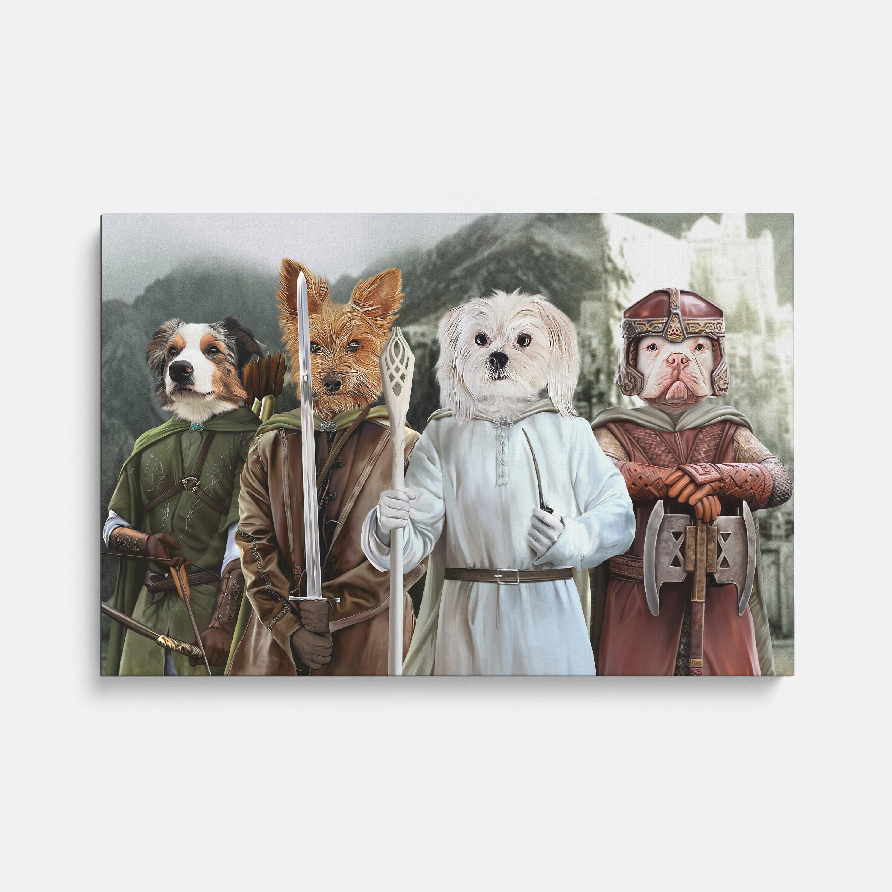 "Crown and Paw - Canvas The Four Pawtectors - Custom Pet Canvas 8"" x 10"" / Background 1"