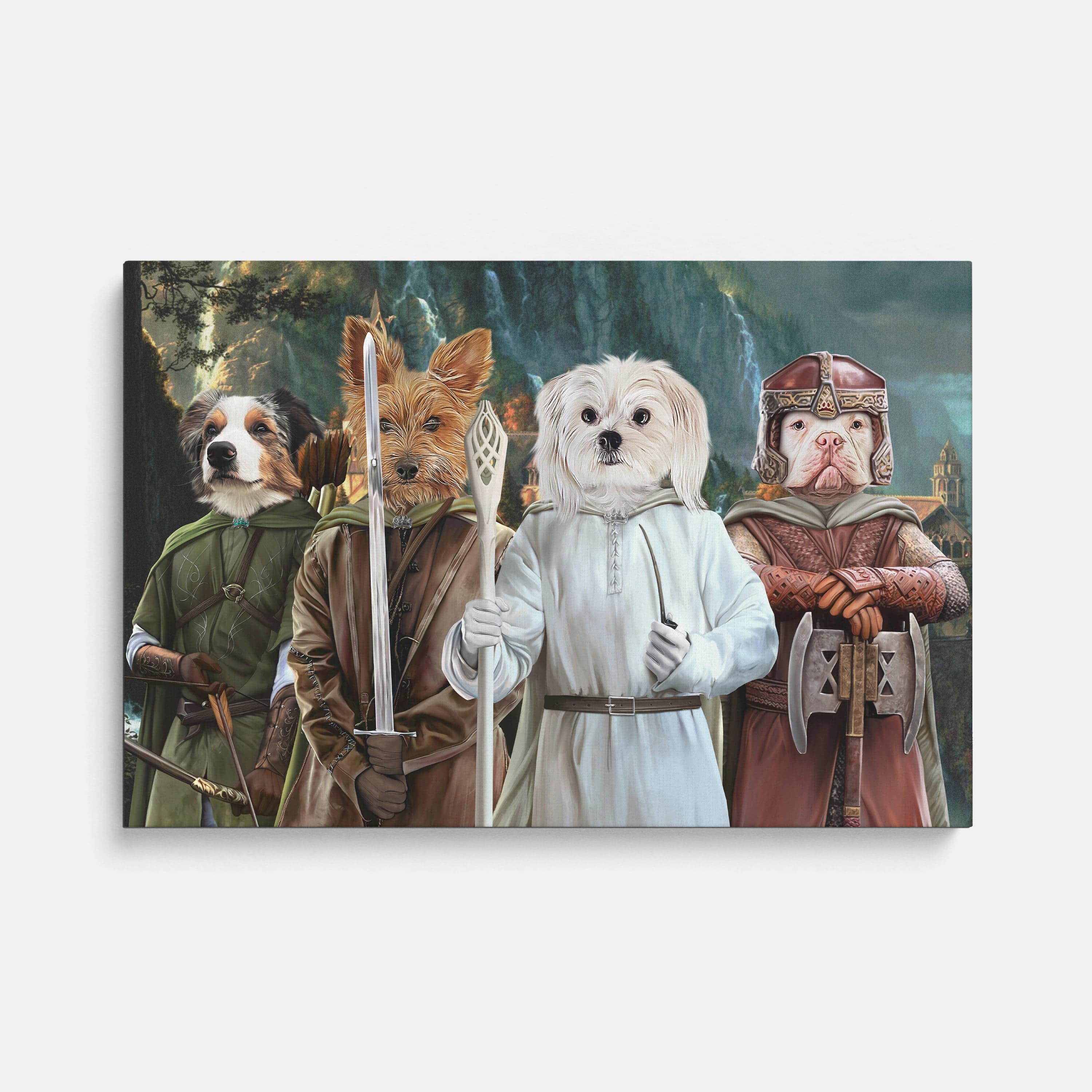 "Crown and Paw - Canvas The Four Pawtectors - Custom Pet Canvas 8"" x 10"" / Background 3"