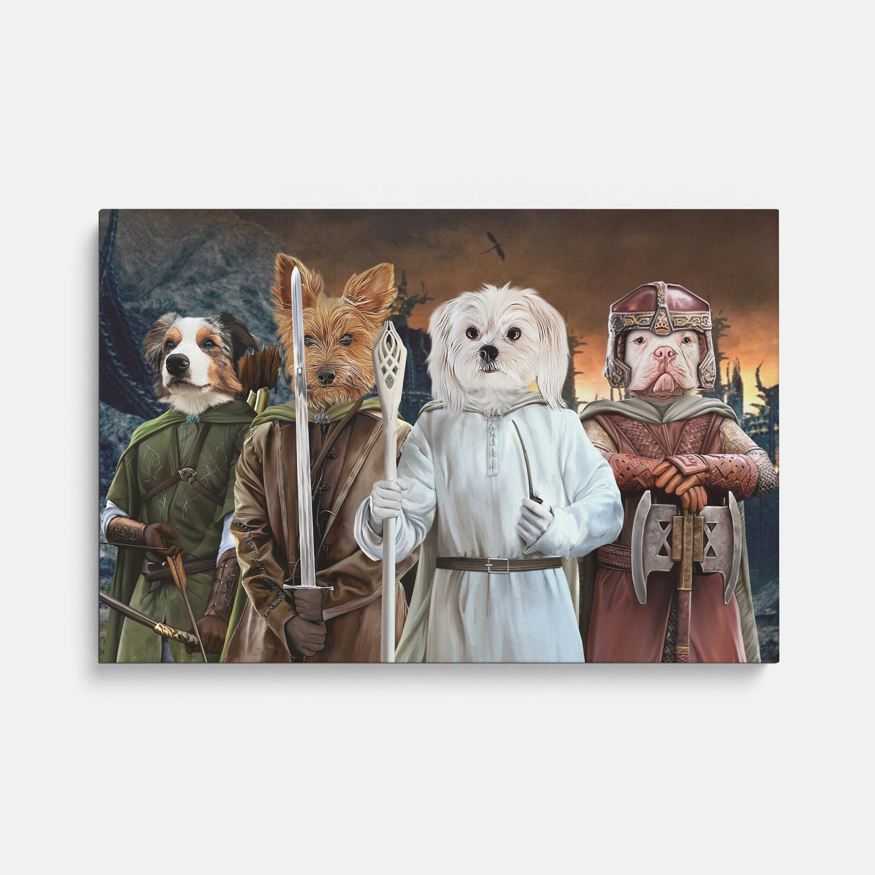 "Crown and Paw - Canvas The Four Pawtectors - Custom Pet Canvas 8"" x 10"" / Background 4"