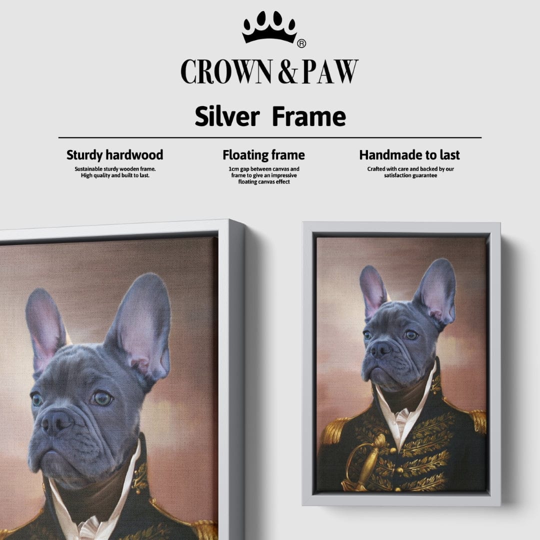 "Crown and Paw - Canvas The General - Custom Pet Canvas 8"" x 10"" / Silver"
