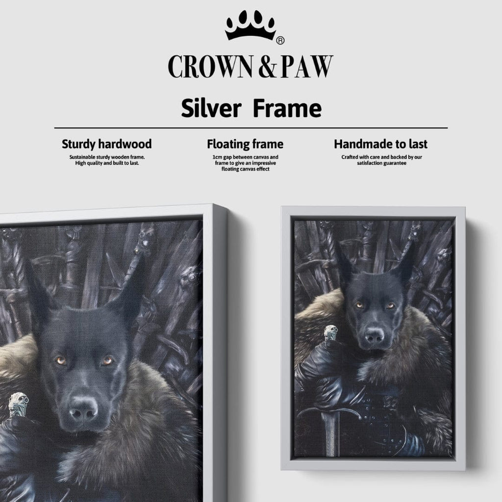 "Crown and Paw - Canvas The King in the North - Custom Pet Canvas 8"" x 10"" / Silver"