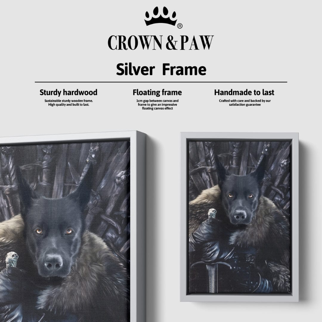 "Crown and Paw - Canvas The King in the North - Custom Pet Canvas 8"" x 10"" / Silver"