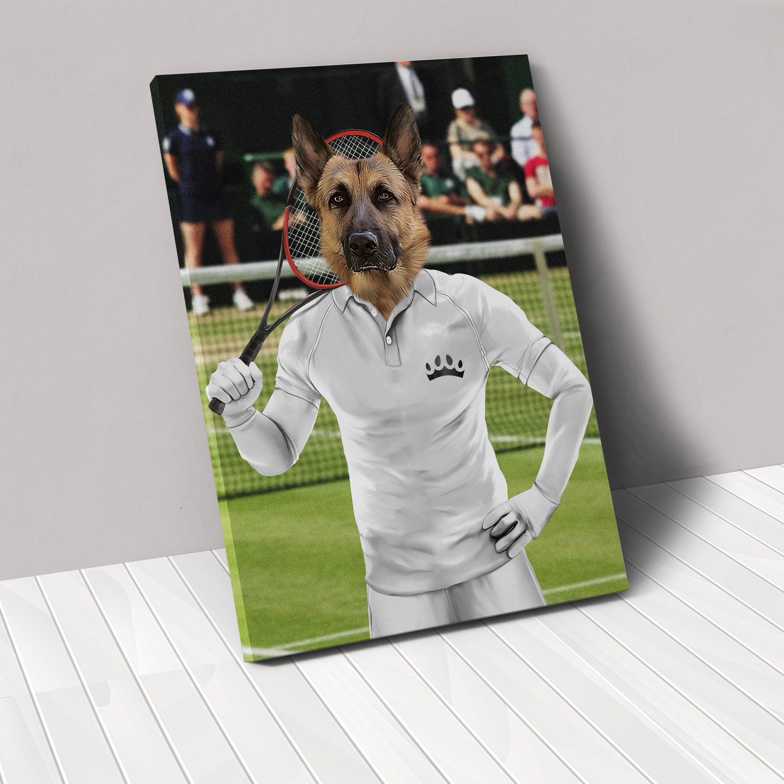 "Crown and Paw - Canvas Male Tennis Player - Custom Pet Canvas 8"" x 10"" / White"