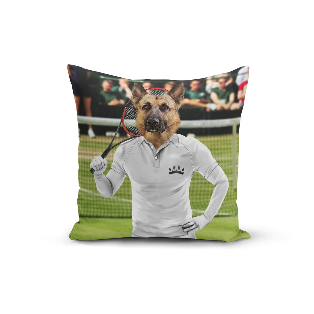 "Crown and Paw - Throw Pillow Male Tennis Player - Custom Throw Pillow 14"" x 14"" / White"