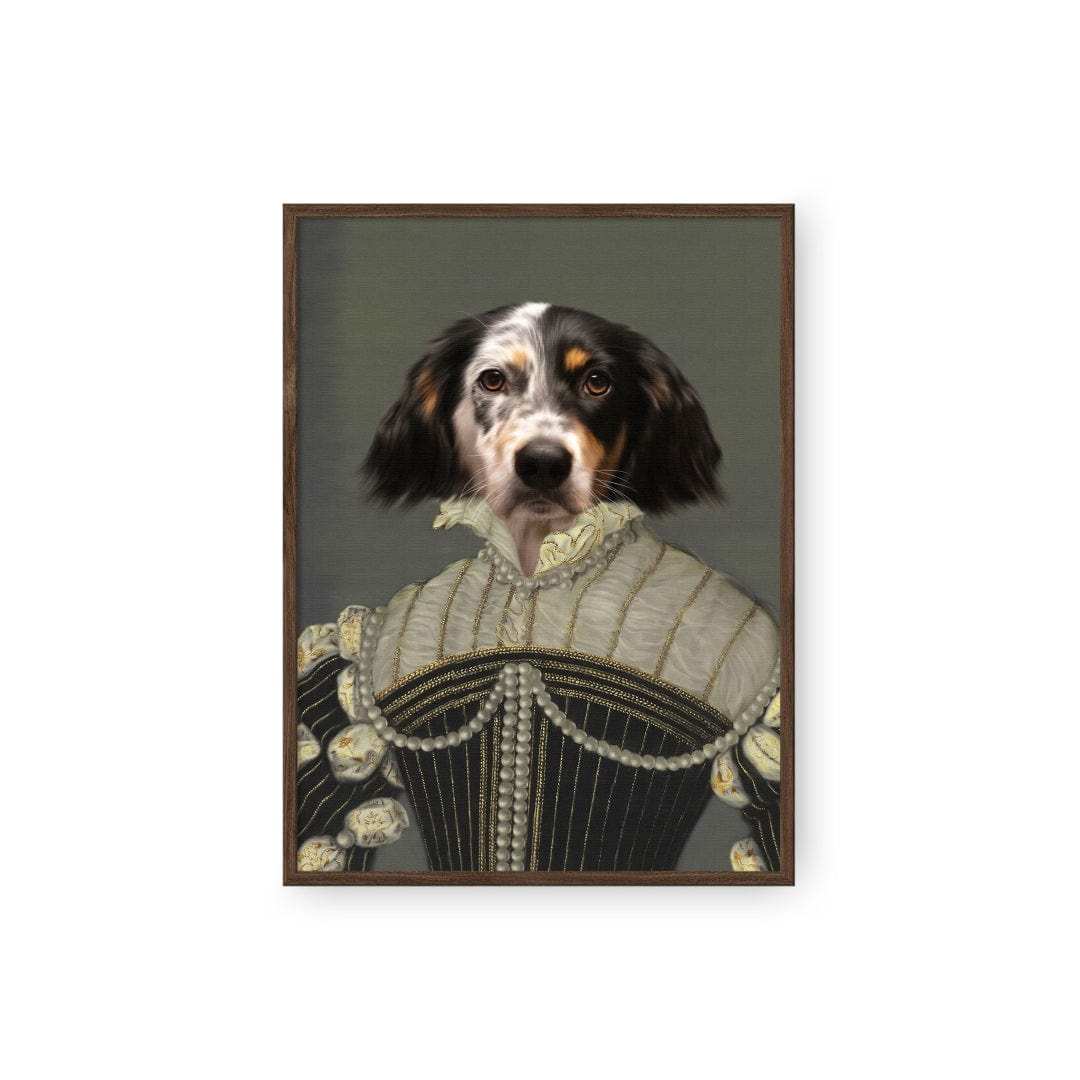 "Crown and Paw - Poster The Pearled Lady - Custom Pet Poster 8.3"" x 11.7"" / Walnut"