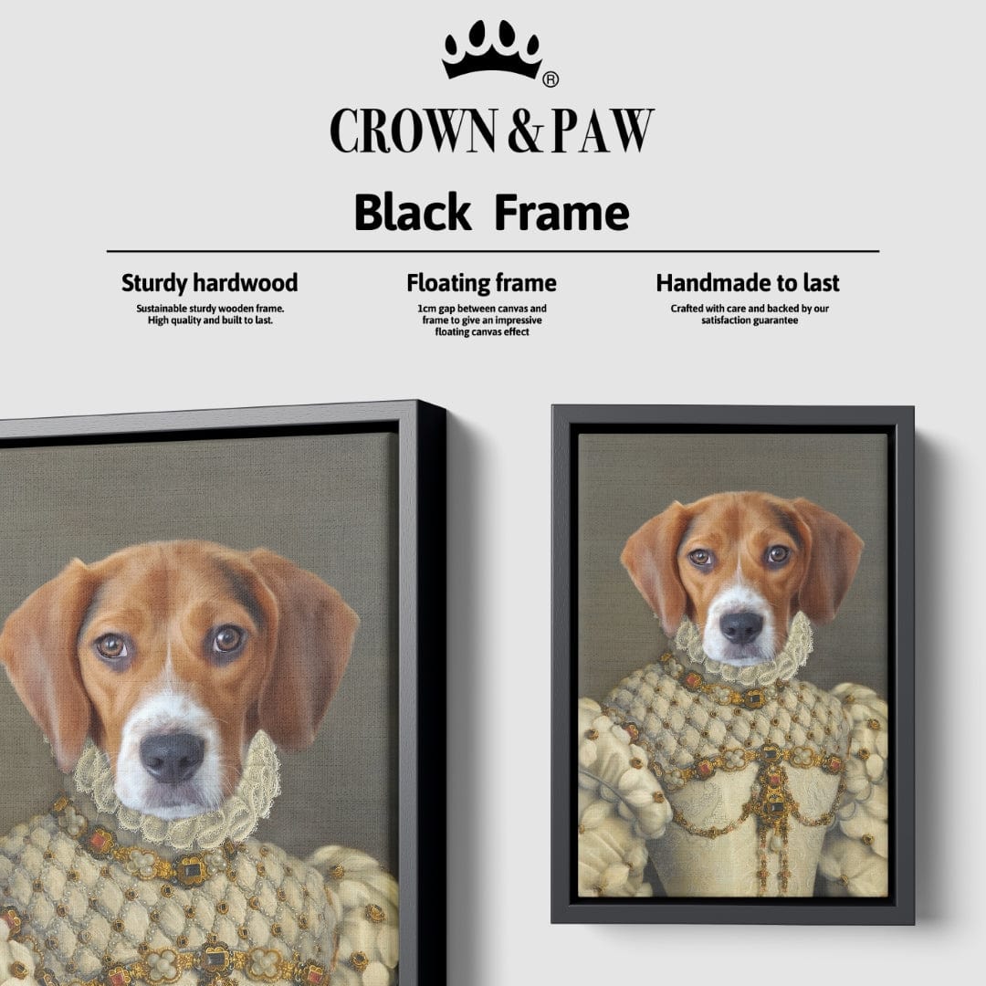 "Crown and Paw - Canvas The Princess - Custom Pet Canvas 8"" x 10"" / Black"