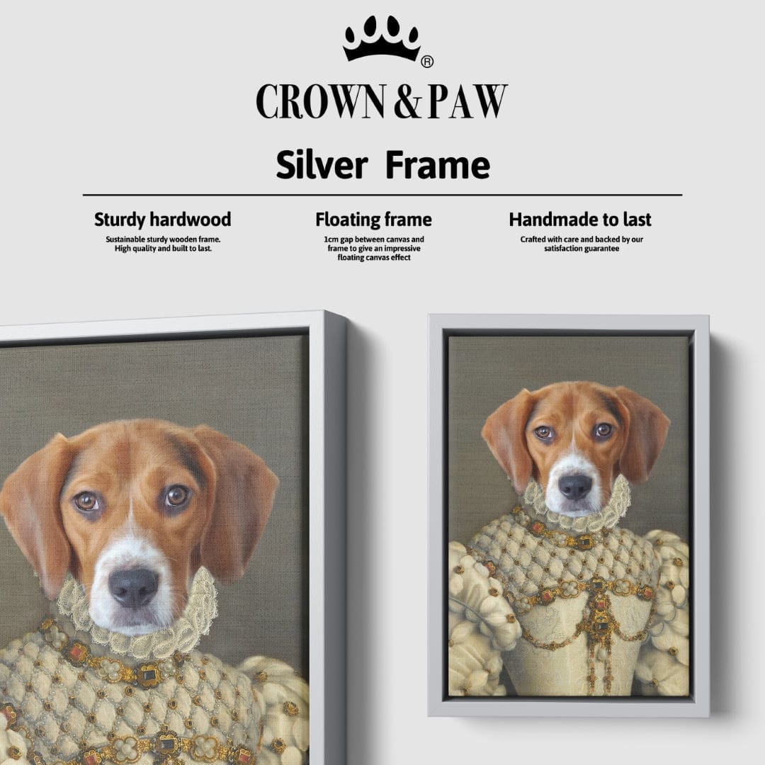 "Crown and Paw - Canvas The Princess - Custom Pet Canvas 8"" x 10"" / Silver"