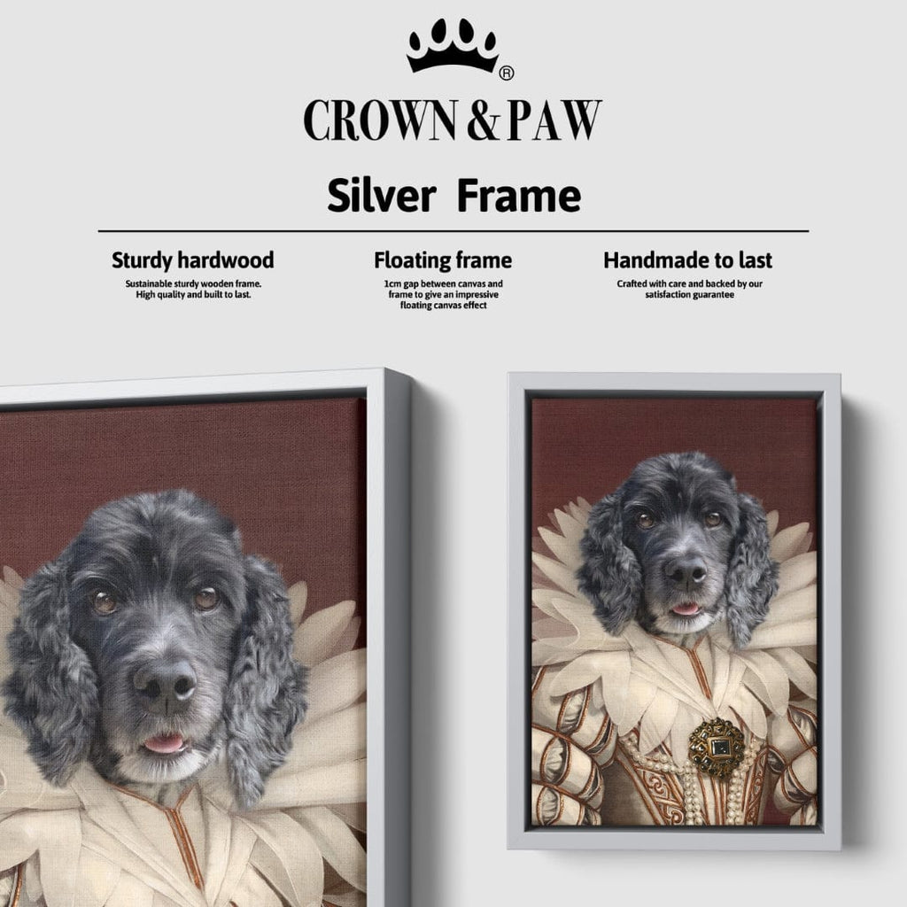 "Crown and Paw - Canvas The Queen - Custom Pet Canvas 8"" x 10"" / Silver"