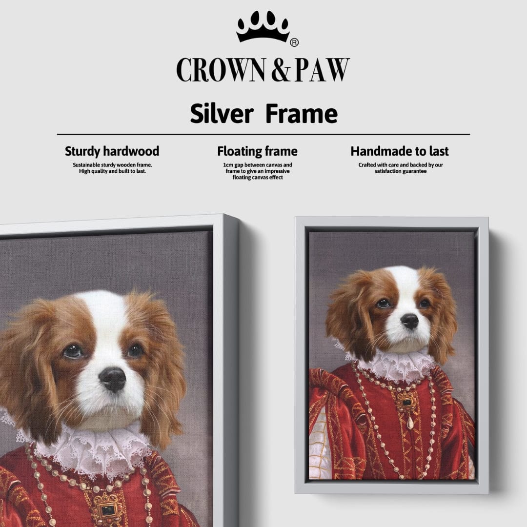 "Crown and Paw - Canvas The Queen of Roses - Custom Pet Canvas 8"" x 10"" / Silver"