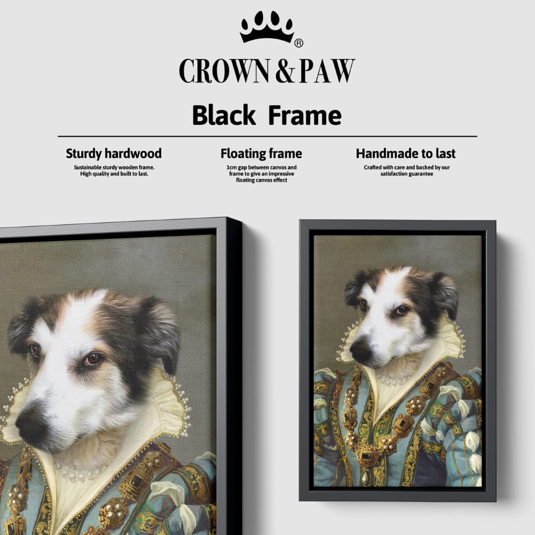 "Crown and Paw - Canvas The Sapphire Queen - Custom Pet Canvas 8"" x 10"" / Black"