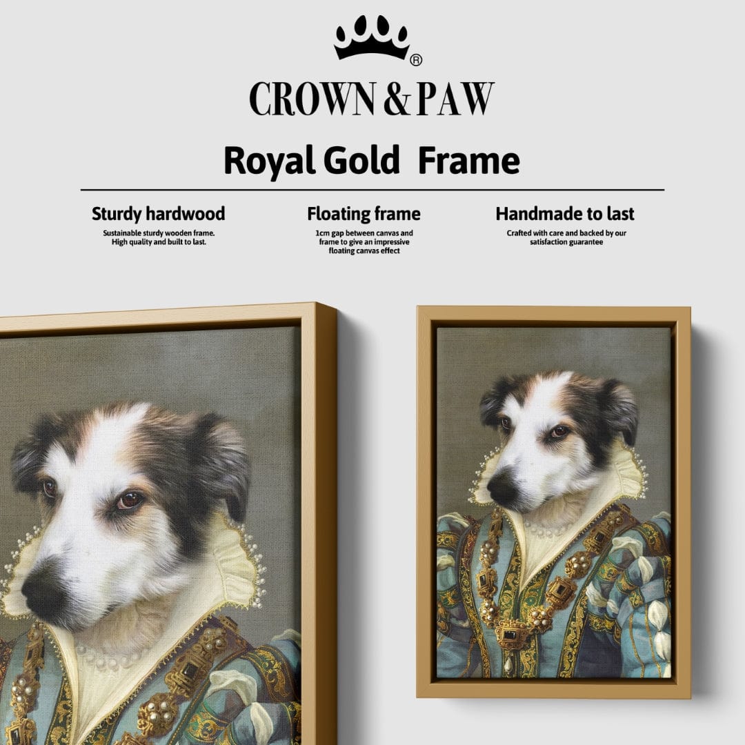 "Crown and Paw - Canvas The Sapphire Queen - Custom Pet Canvas 8"" x 10"" / Gold"