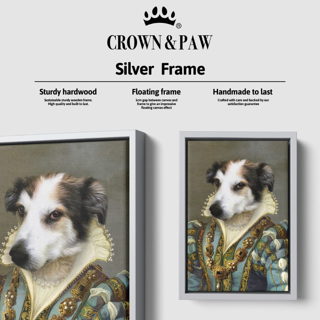 "Crown and Paw - Canvas The Sapphire Queen - Custom Pet Canvas 8"" x 10"" / Silver"