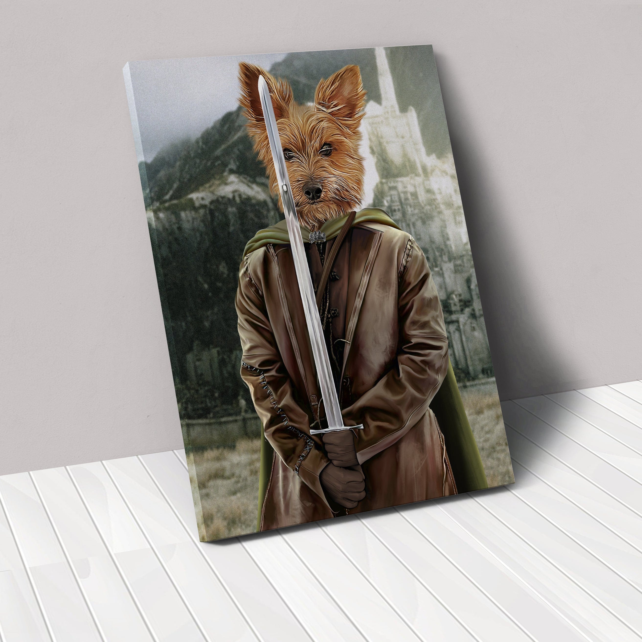 "Crown and Paw - Canvas The Swordsman - Custom Pet Canvas 8"" x 10"" / Background 1"