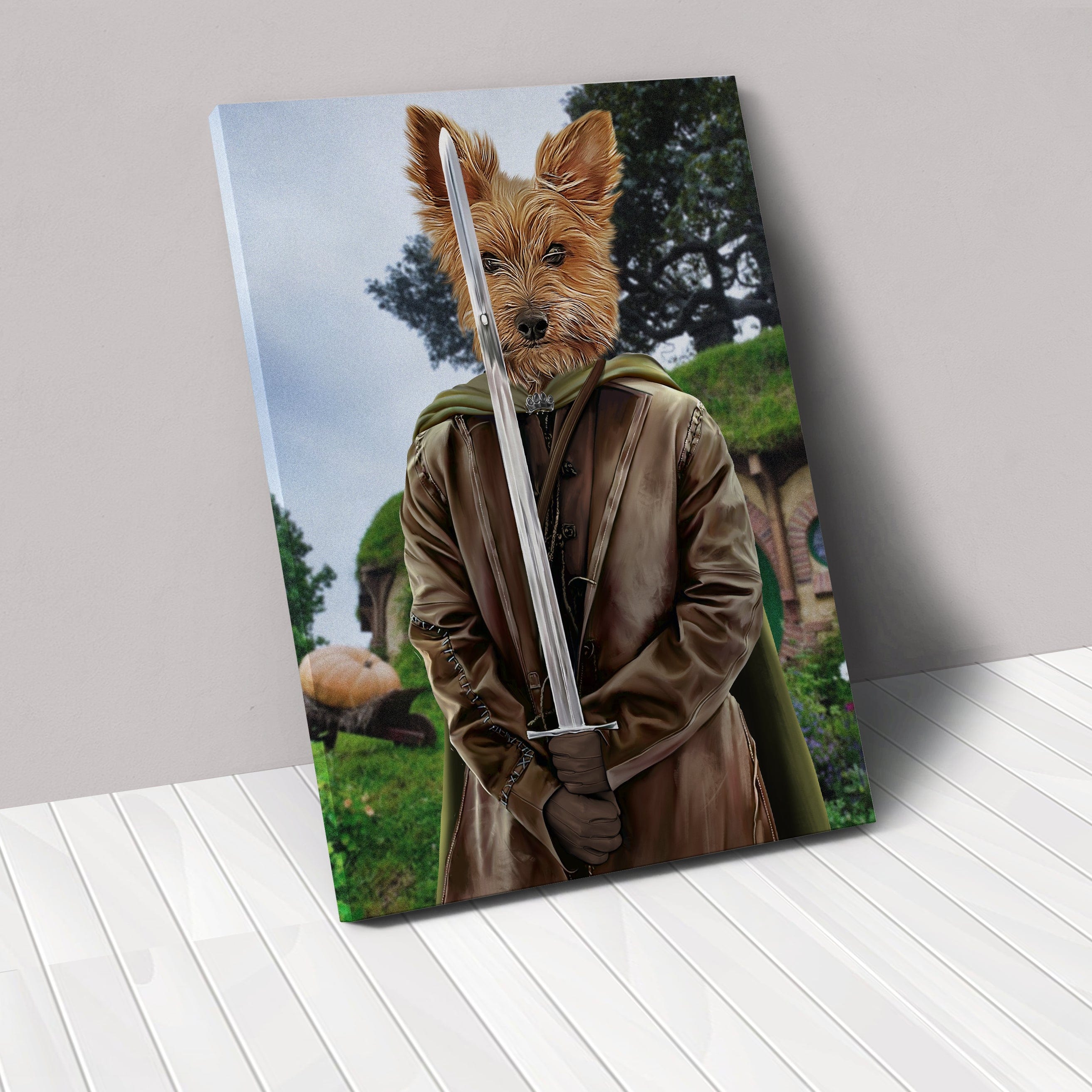 "Crown and Paw - Canvas The Swordsman - Custom Pet Canvas 8"" x 10"" / Background 2"