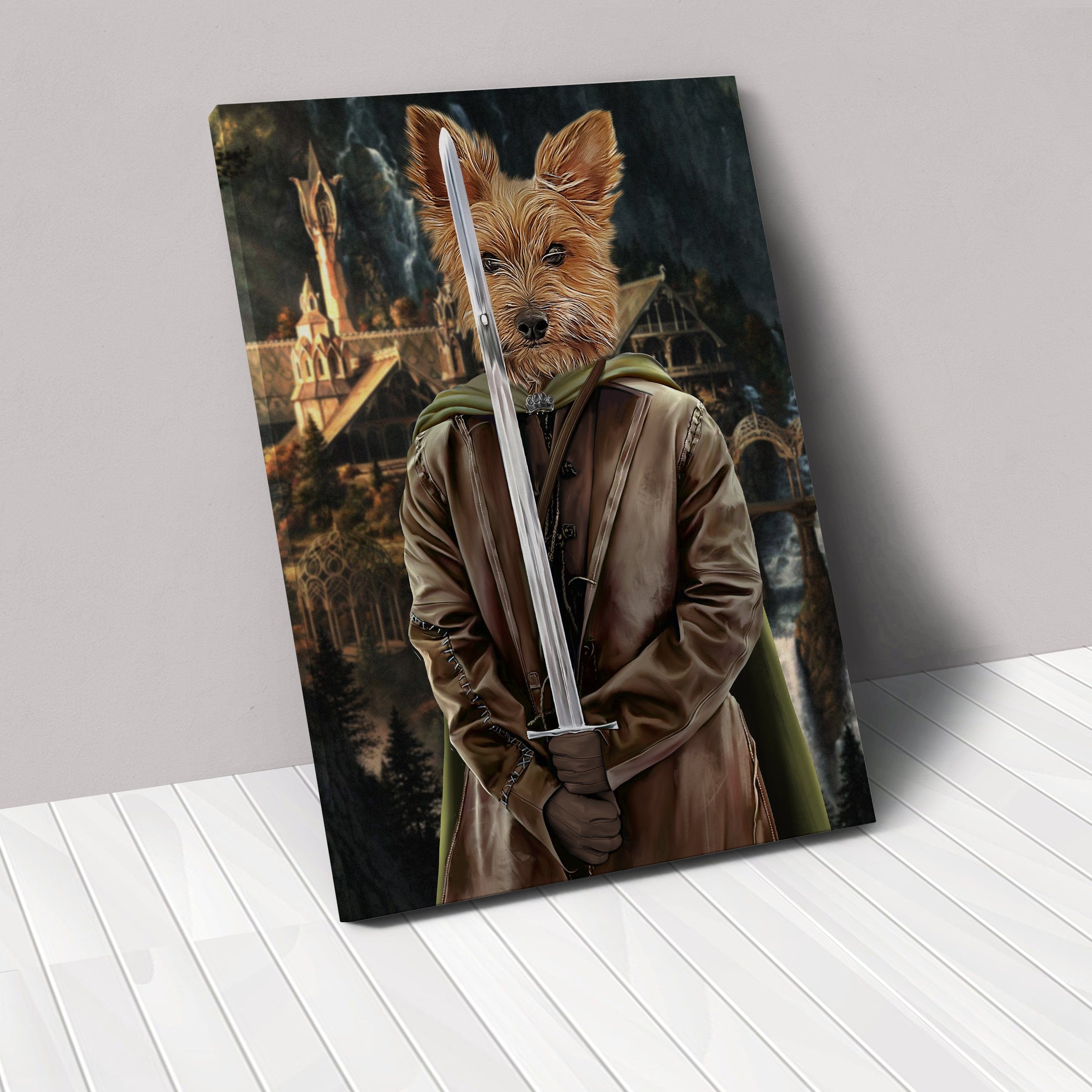 "Crown and Paw - Canvas The Swordsman - Custom Pet Canvas 8"" x 10"" / Background 3"