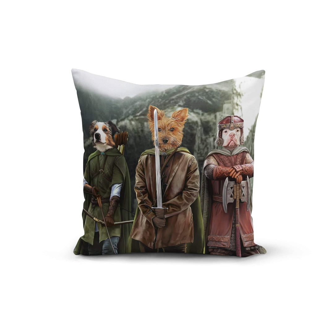 "Crown and Paw - Throw Pillow The Three Pawtectors - Custom Throw Pillow 14"" x 14"" / Background 1"