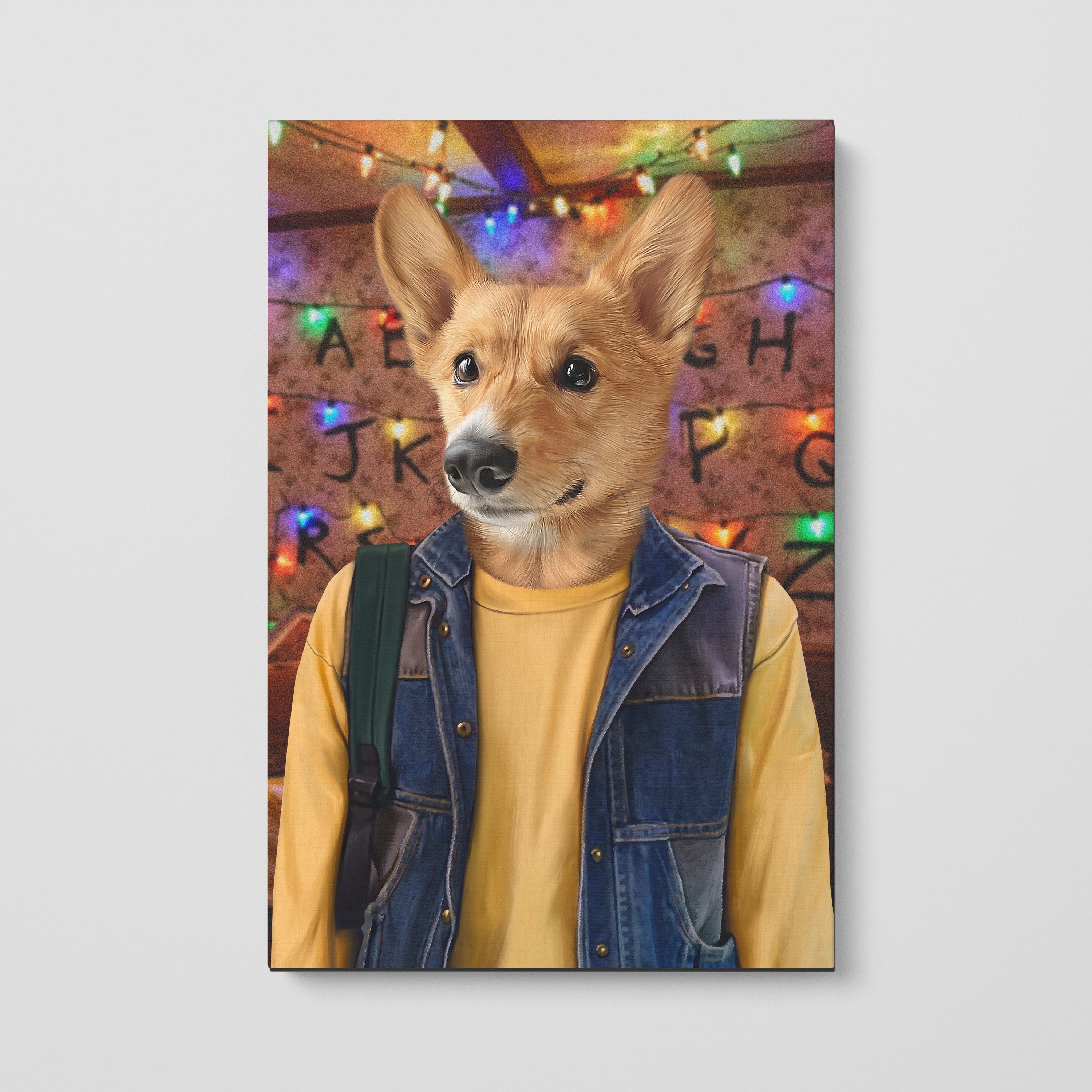 "Crown and Paw - Canvas The Tough Friend - Custom Pet Canvas 8"" x 10"" / Wall of Lights"