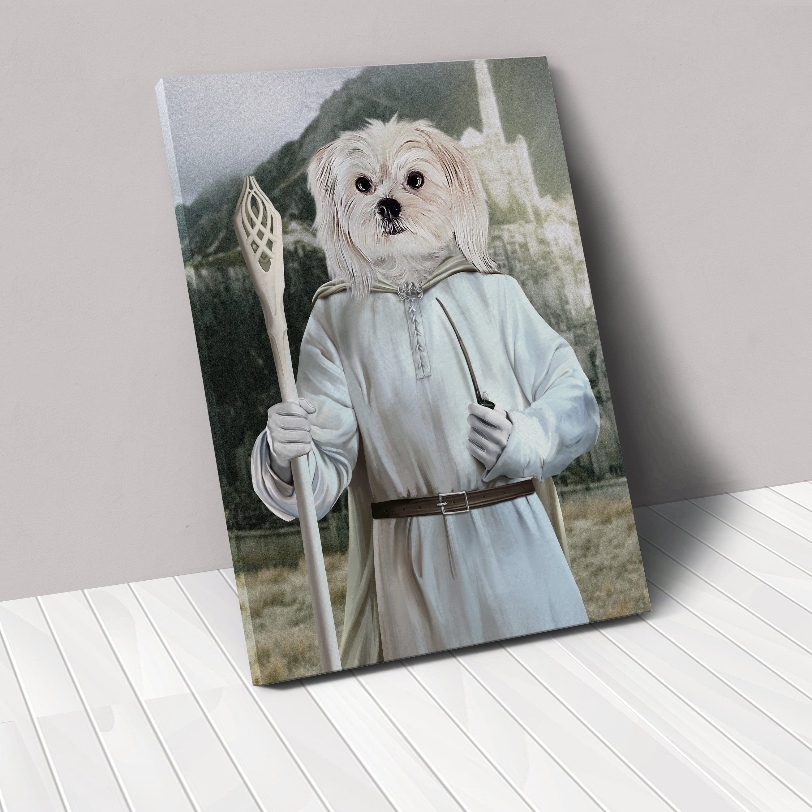 "Crown and Paw - Canvas The White Sorcerer - Custom Pet Canvas 8"" x 10"" / Background 1"