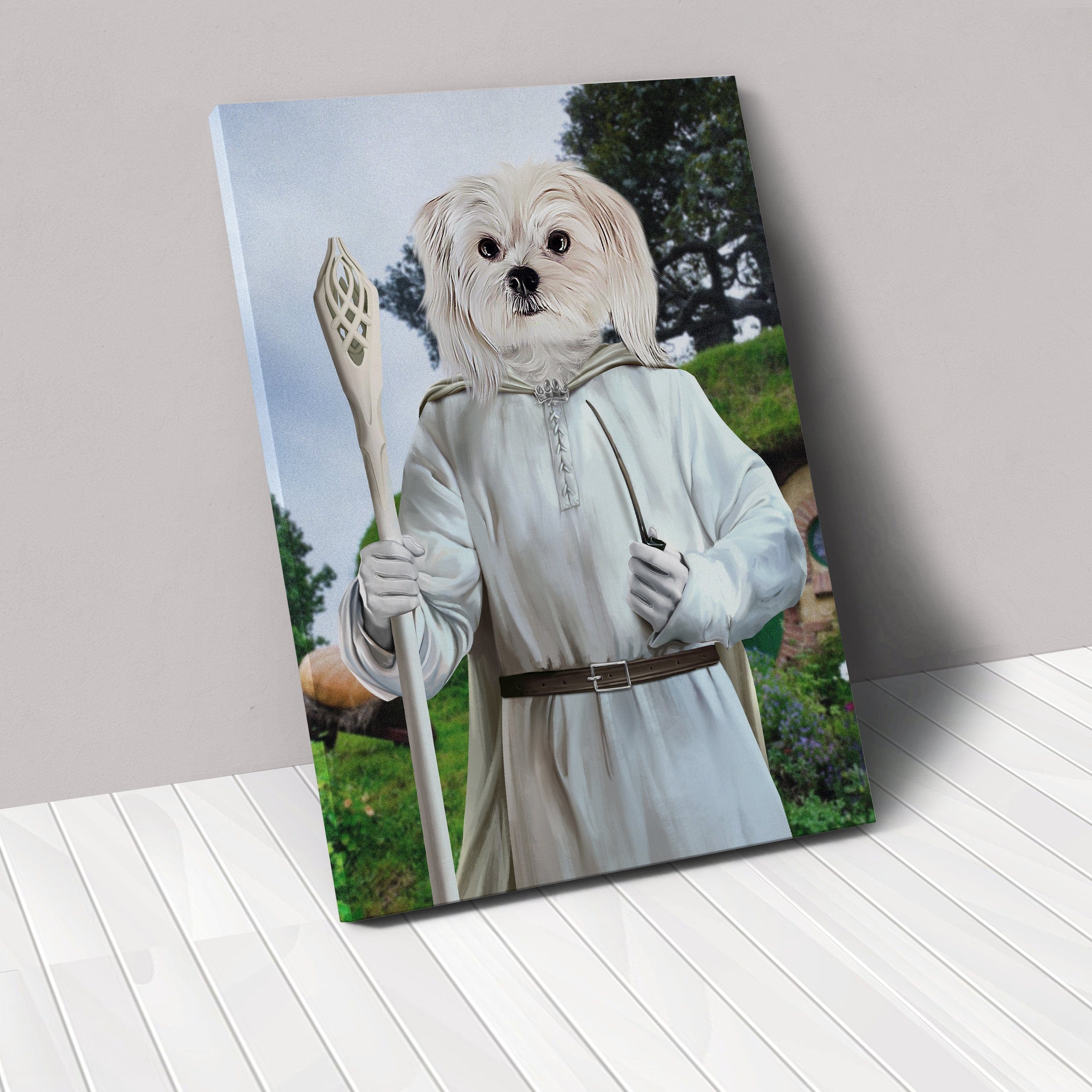"Crown and Paw - Canvas The White Sorcerer - Custom Pet Canvas 8"" x 10"" / Background 2"
