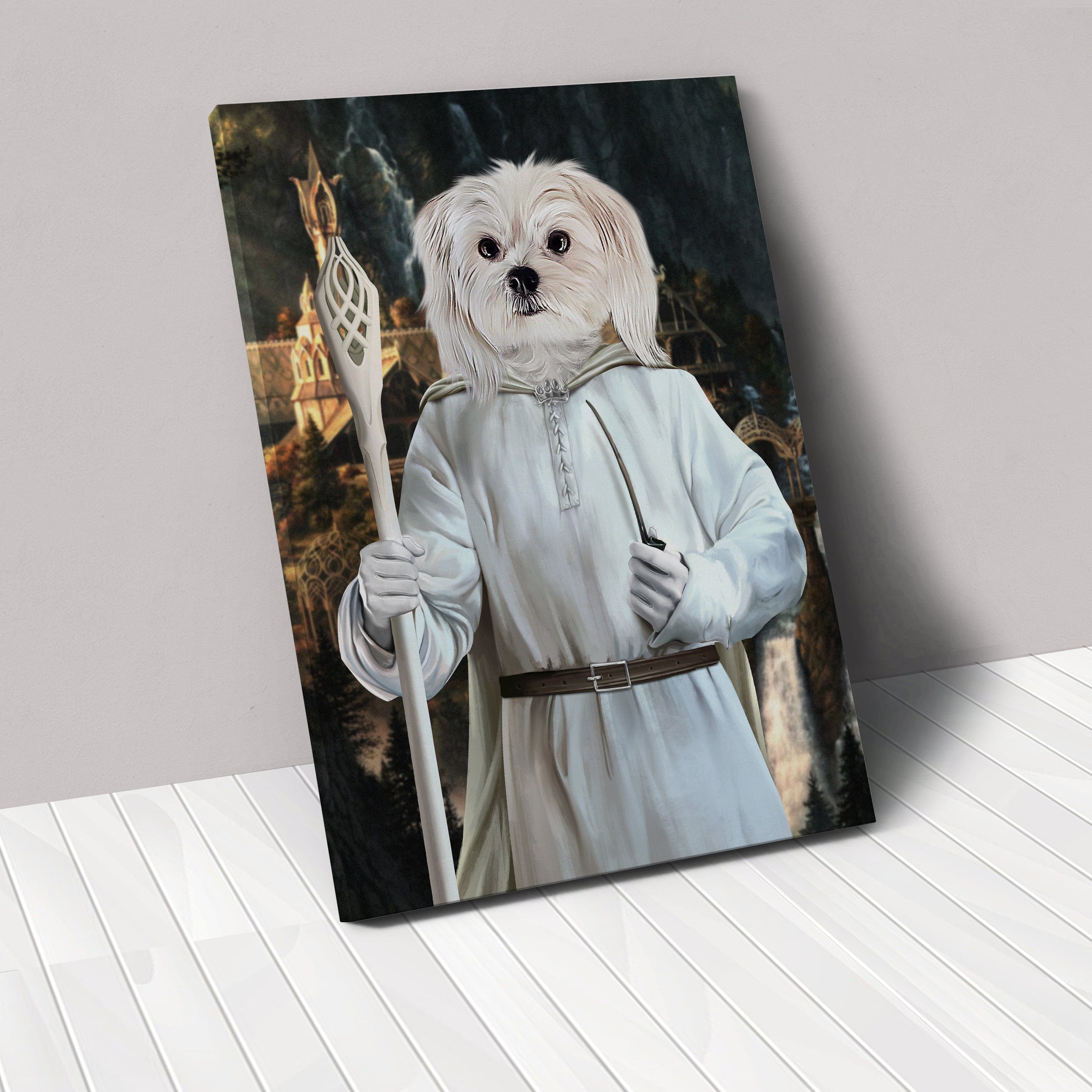 "Crown and Paw - Canvas The White Sorcerer - Custom Pet Canvas 8"" x 10"" / Background 3"
