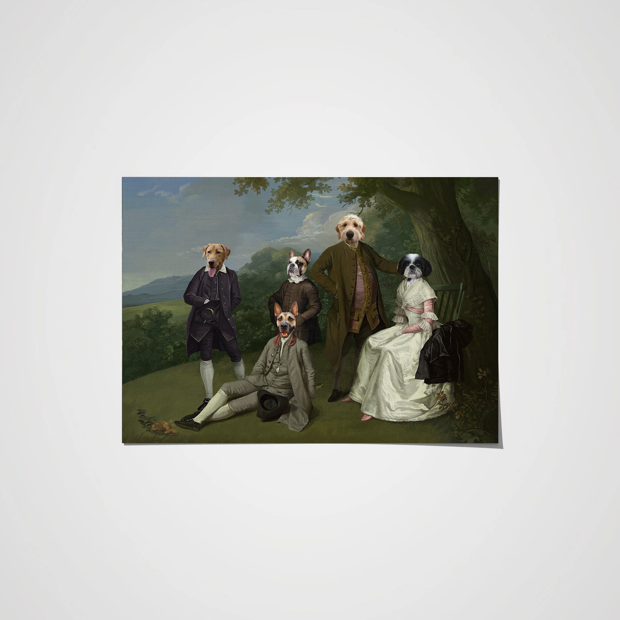 "Crown and Paw - Poster The Family Picnic (Five Pets) - Custom Pet Poster 8.3"" x 11.7"" / Family C"
