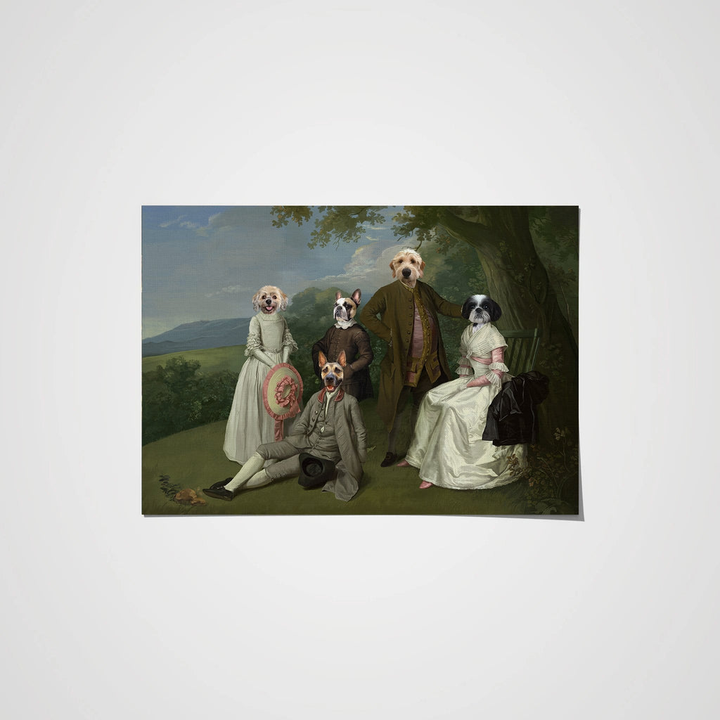 "Crown and Paw - Poster The Family Picnic (Five Pets) - Custom Pet Poster 8.3"" x 11.7"" / Family D"
