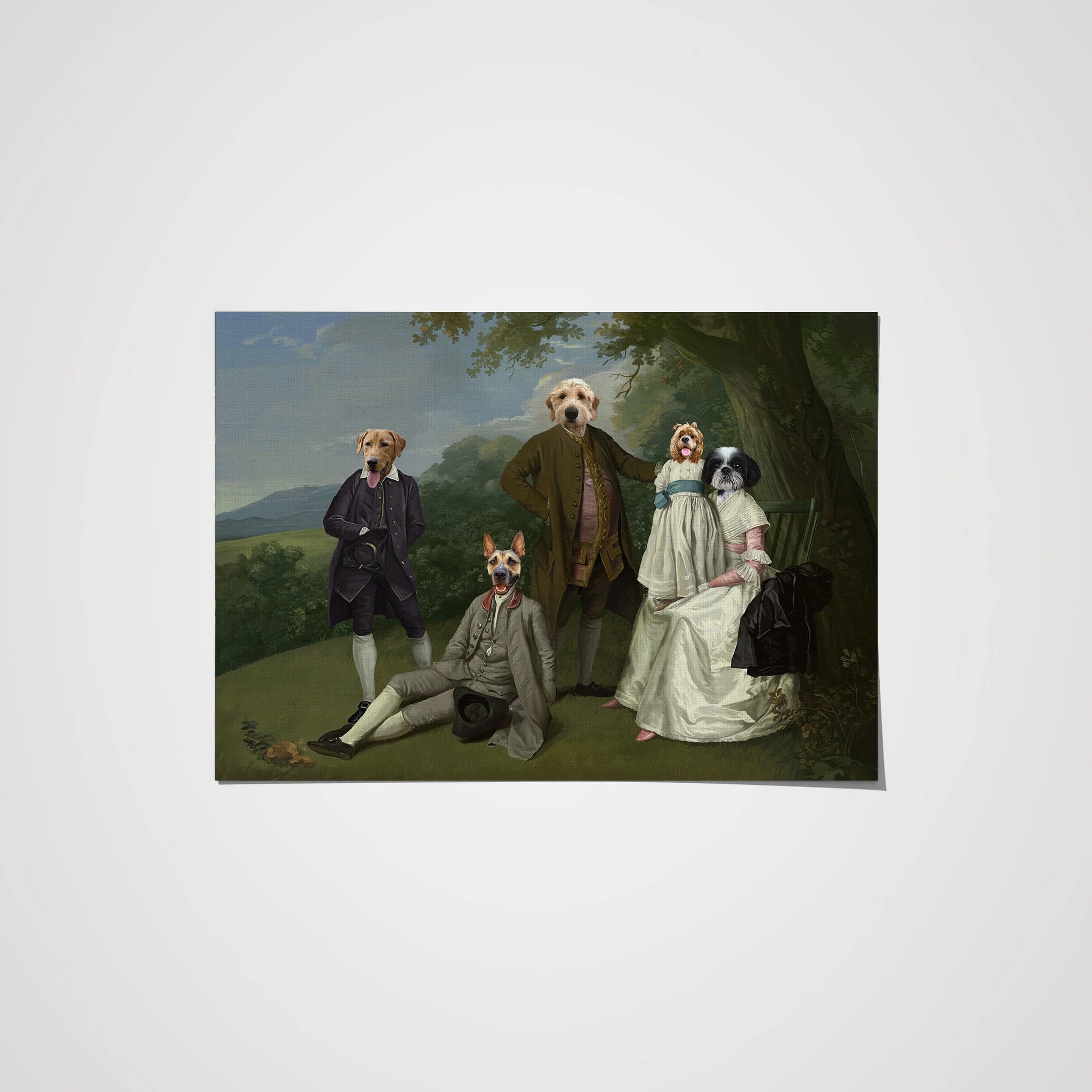 "Crown and Paw - Poster The Family Picnic (Five Pets) - Custom Pet Poster 8.3"" x 11.7"" / Family E"