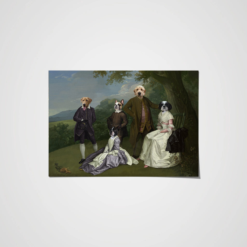 "Crown and Paw - Poster The Family Picnic (Five Pets) - Custom Pet Poster 8.3"" x 11.7"" / Family H"