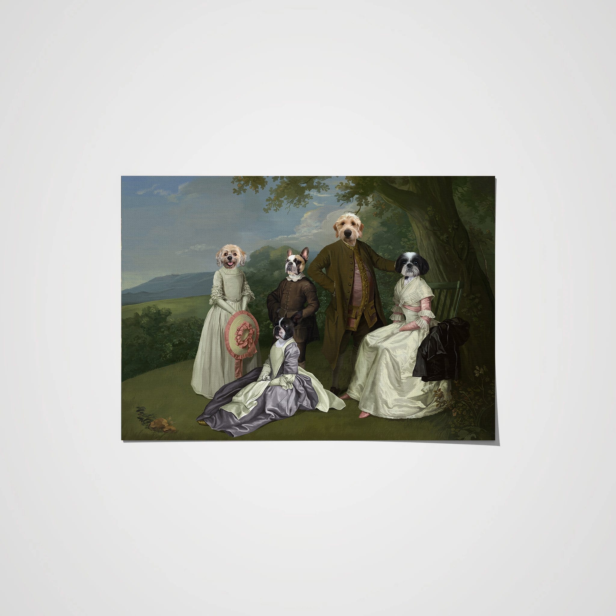"Crown and Paw - Poster The Family Picnic (Five Pets) - Custom Pet Poster 8.3"" x 11.7"" / Family I"