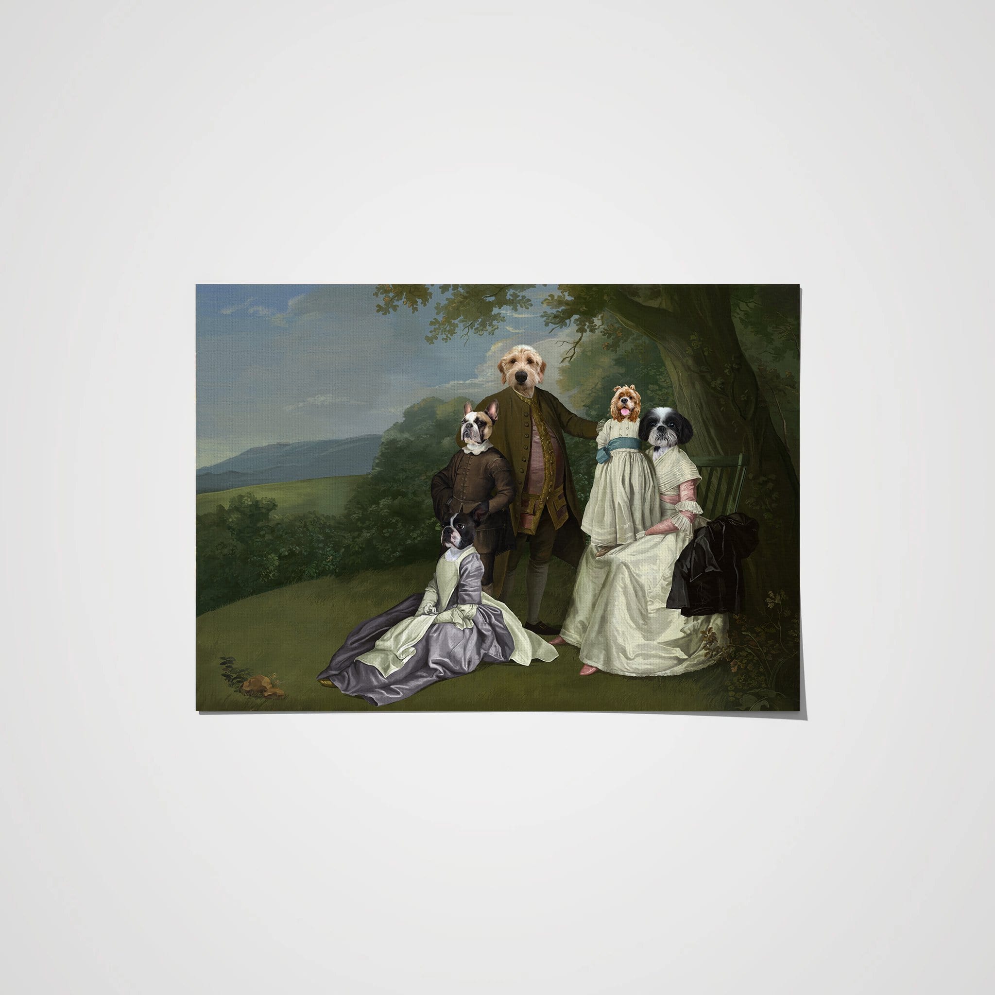 "Crown and Paw - Poster The Family Picnic (Five Pets) - Custom Pet Poster 8.3"" x 11.7"" / Family J"