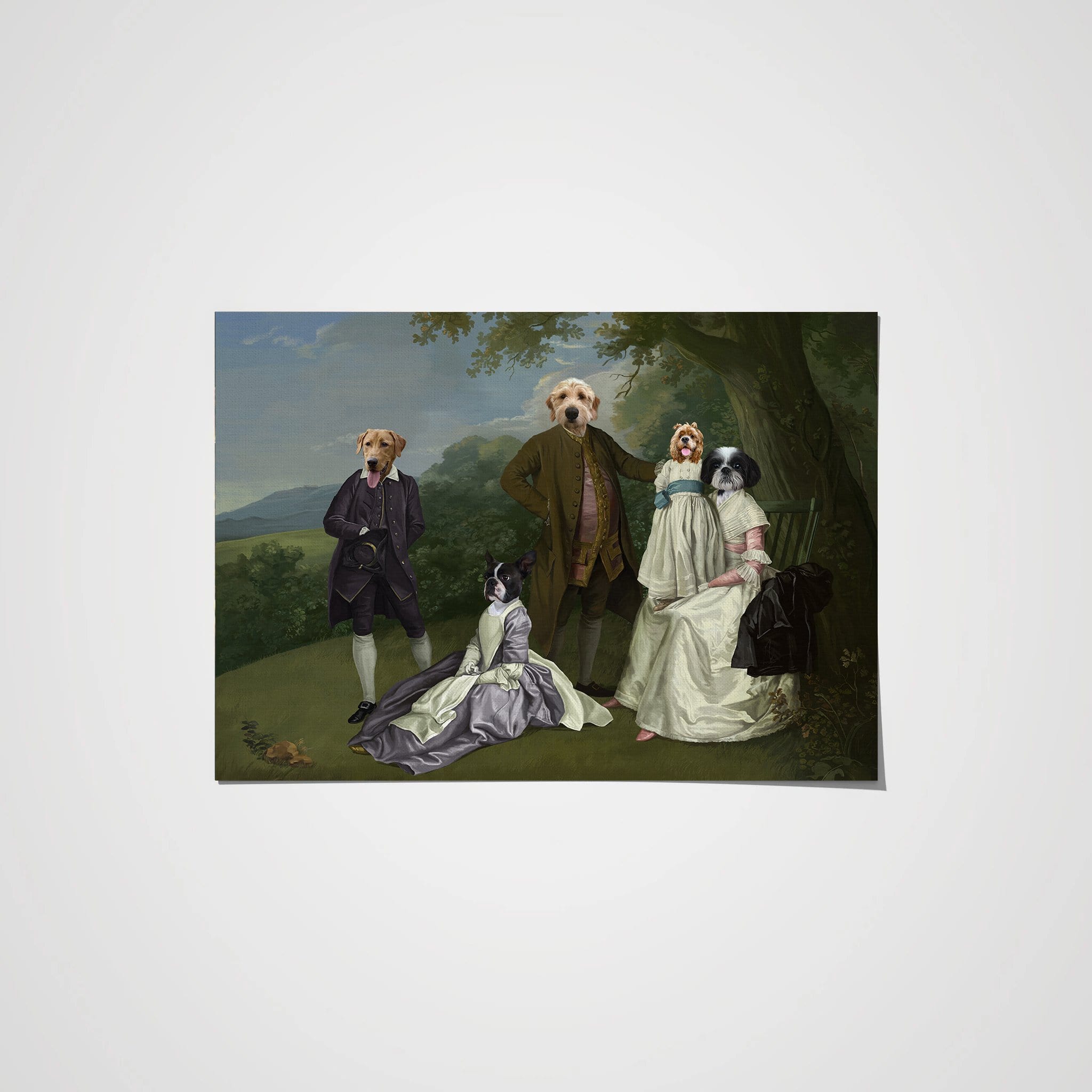 "Crown and Paw - Poster The Family Picnic (Five Pets) - Custom Pet Poster 8.3"" x 11.7"" / Family K"