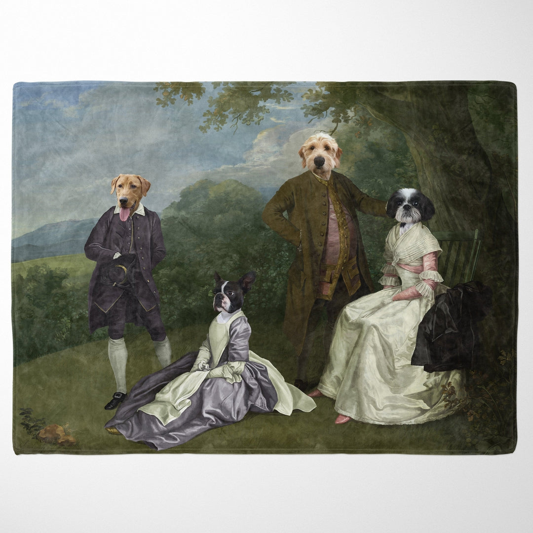 "Crown and Paw - Blanket The Family Picnic (Four Pets) - Custom Pet Blanket 30"" x 40"" / Family A"
