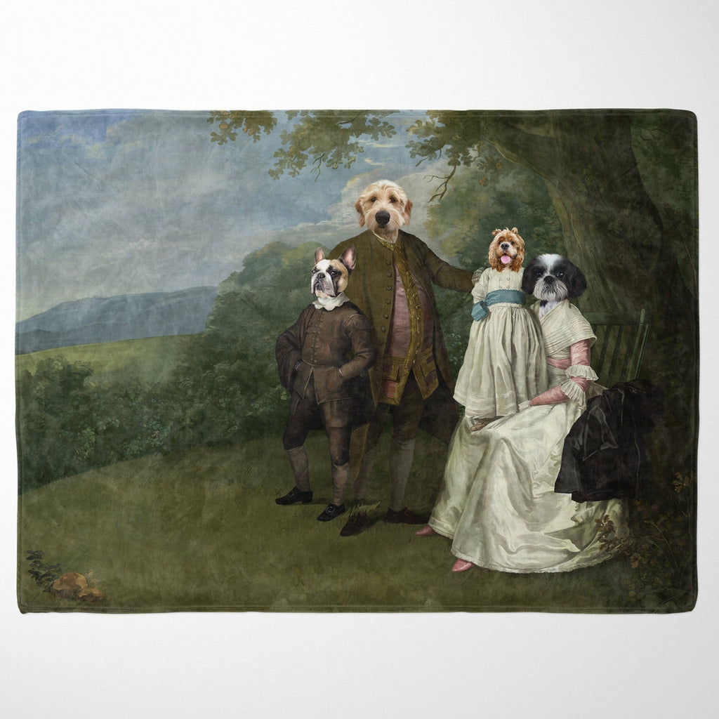 "Crown and Paw - Blanket The Family Picnic (Four Pets) - Custom Pet Blanket 30"" x 40"" / Family B"