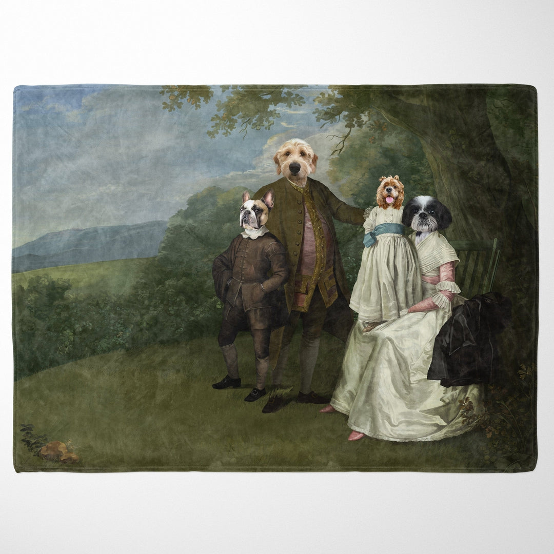 "Crown and Paw - Blanket The Family Picnic (Four Pets) - Custom Pet Blanket 30"" x 40"" / Family B"
