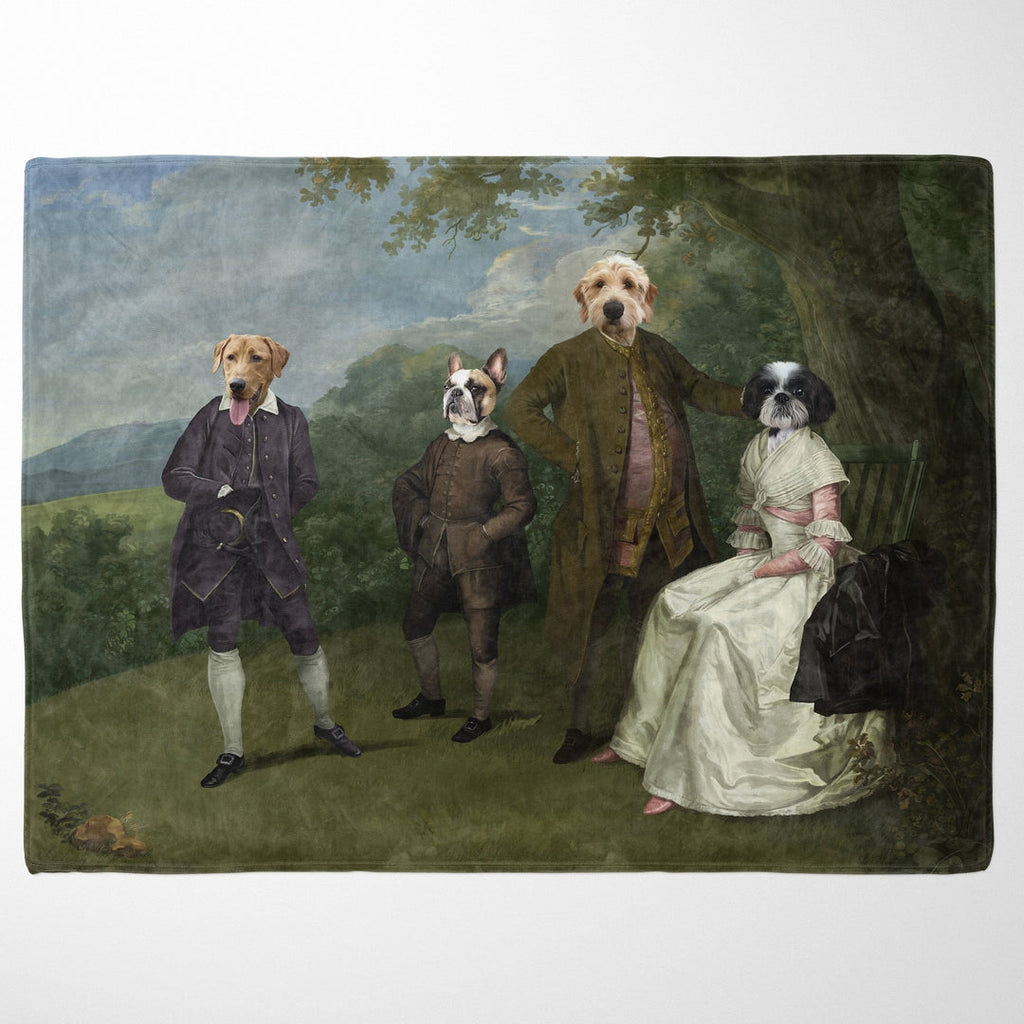 "Crown and Paw - Blanket The Family Picnic (Four Pets) - Custom Pet Blanket 30"" x 40"" / Family C"