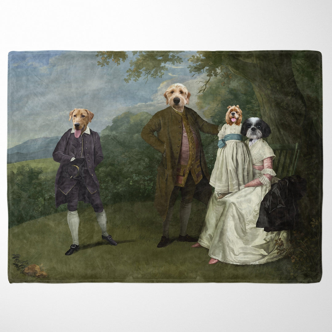 "Crown and Paw - Blanket The Family Picnic (Four Pets) - Custom Pet Blanket 30"" x 40"" / Family D"