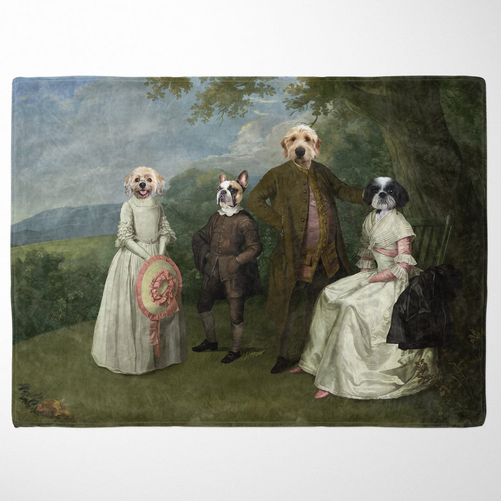 "Crown and Paw - Blanket The Family Picnic (Four Pets) - Custom Pet Blanket 30"" x 40"" / Family E"