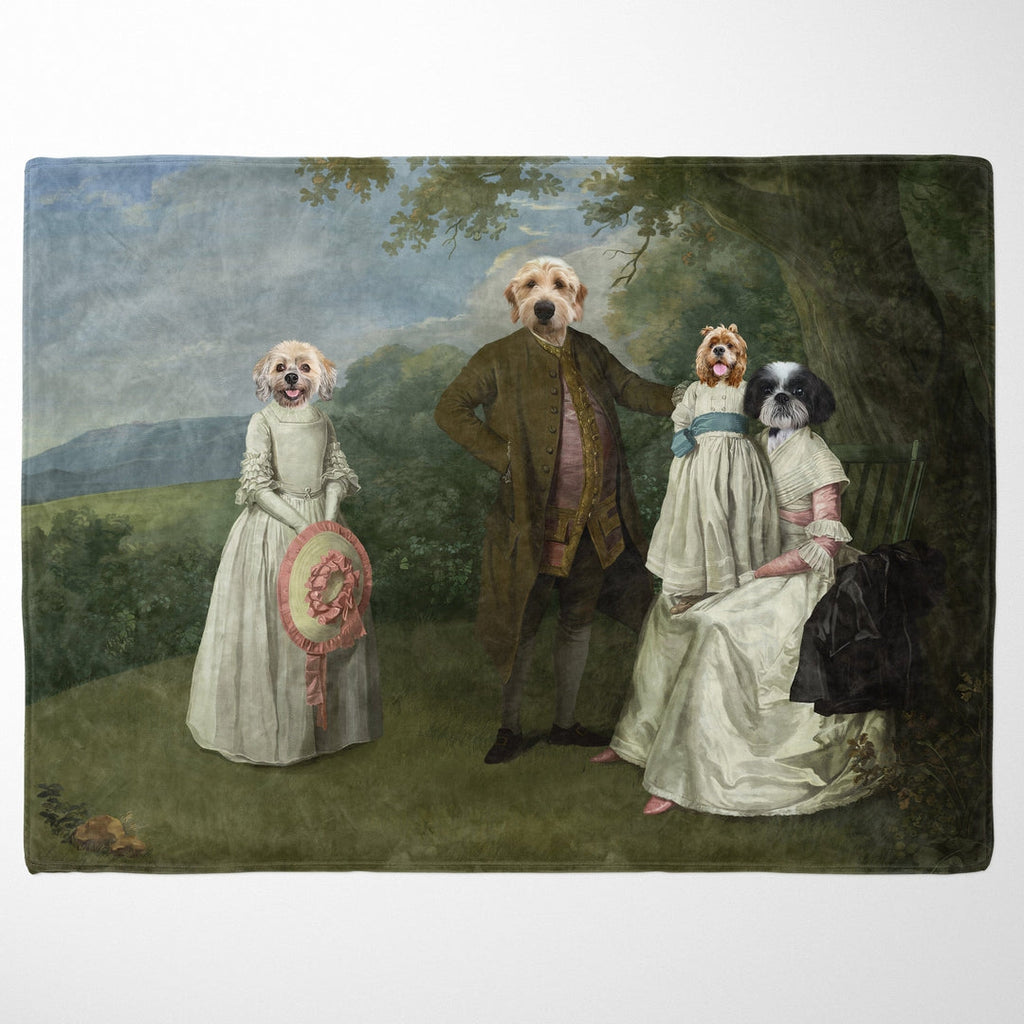 "Crown and Paw - Blanket The Family Picnic (Four Pets) - Custom Pet Blanket 30"" x 40"" / Family F"
