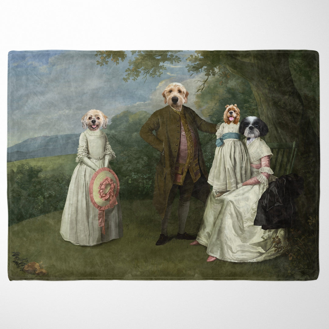 "Crown and Paw - Blanket The Family Picnic (Four Pets) - Custom Pet Blanket 30"" x 40"" / Family F"